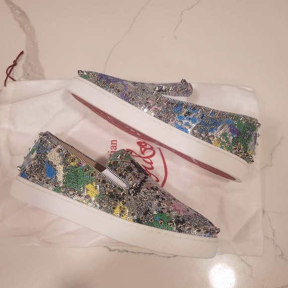 Christian Louboutin Blue Silver Sneakers Urban Style - Picture 12 of 15